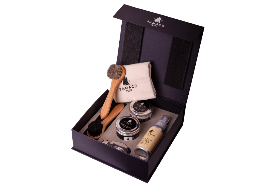 Shoe Shine Kit Premium Gift for Leather Footwear Care by Famaco Paris