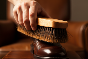 Shoe Shine Brush – Long Shaft Slotted Horsehair by Valentino Garemi - valentinogaremi-usa