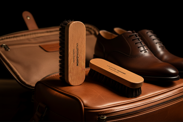 Travel Shine Shoe Brush - Wood Frame & Horsehair by Valentino Garemi - valentinogaremi-usa